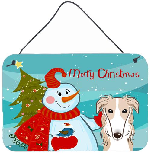 Snowman with Borzoi Wall or Door Hanging Prints BB1848DS812 by Caroline&#39;s Treasures