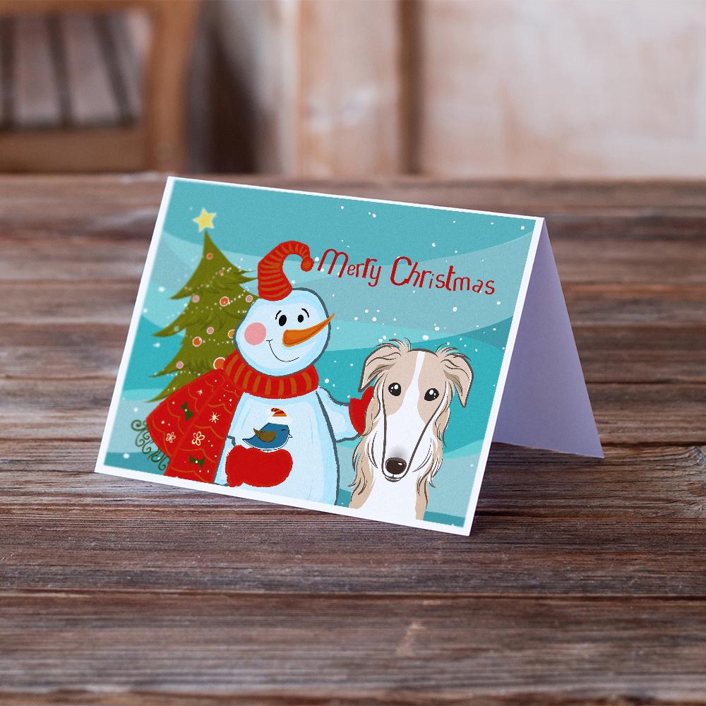Snowman with Borzoi Greeting Cards and Envelopes Pack of 8 - the-store.com