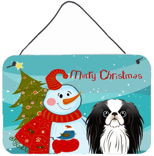 Snowman with Japanese Chin Wall or Door Hanging Prints by Caroline&#39;s Treasures