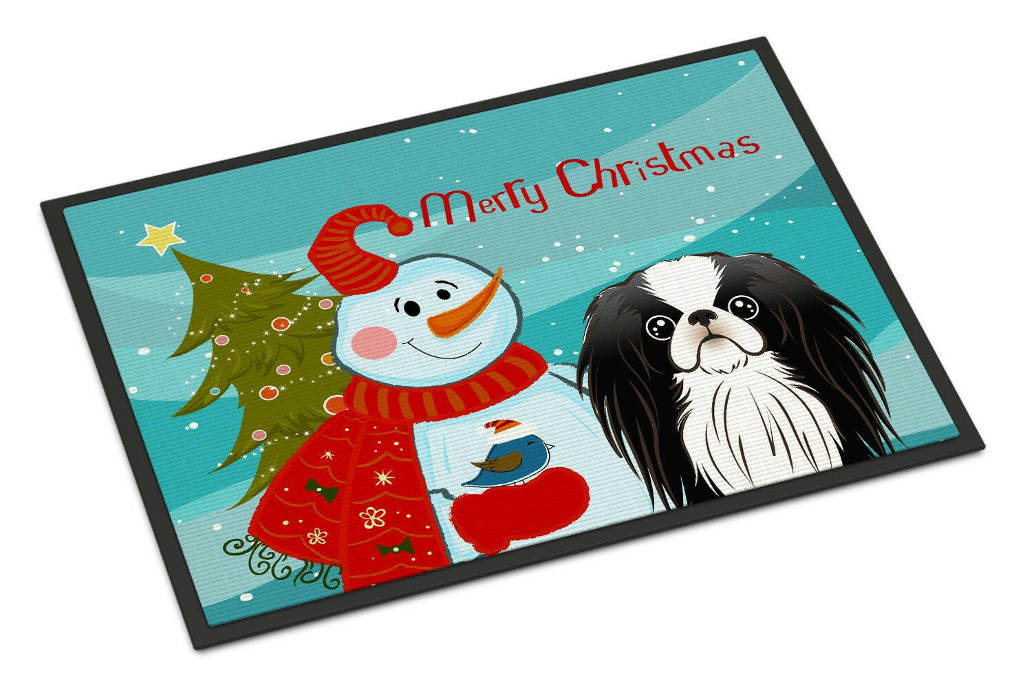 Snowman with Japanese Chin Indoor or Outdoor Mat 24x36 BB1850JMAT - the-store.com