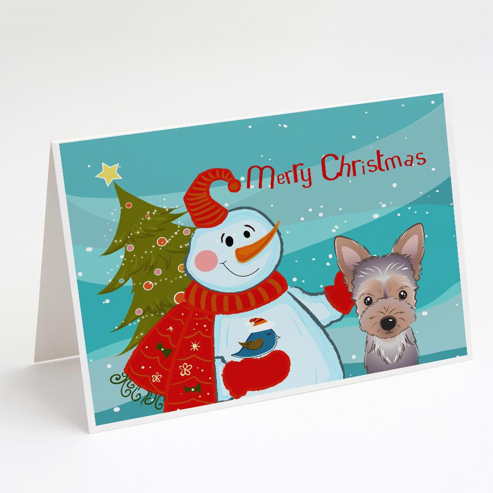 Buy this Snowman with Yorkie Puppy Greeting Cards and Envelopes Pack of 8