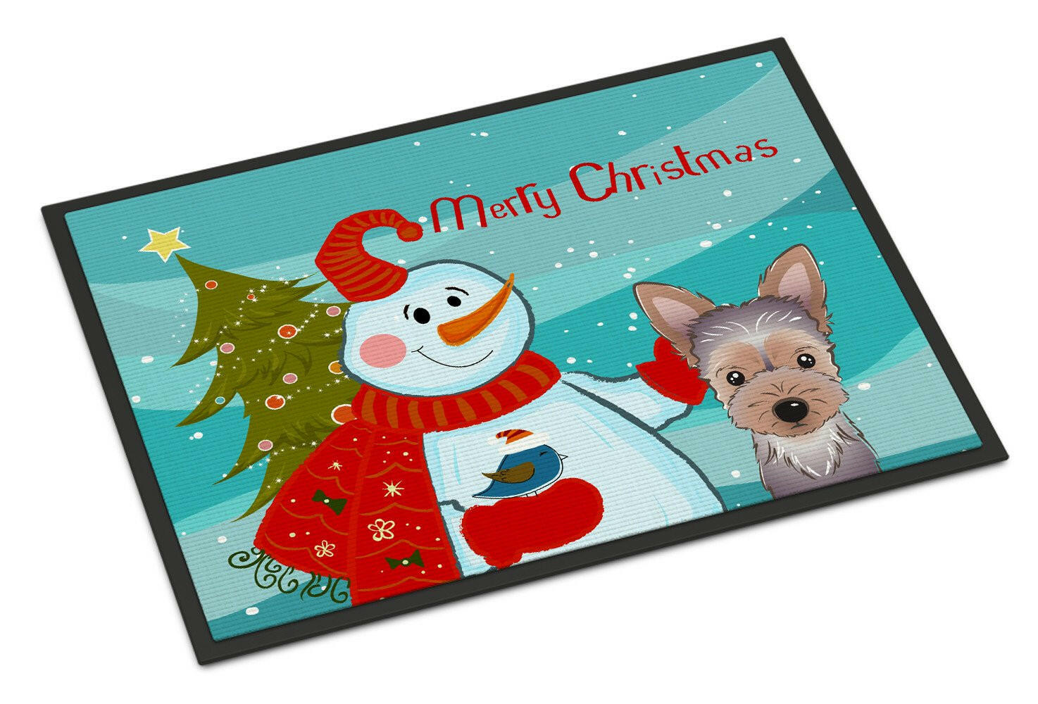 Snowman with Yorkie Puppy Indoor or Outdoor Mat 24x36 BB1852JMAT - the-store.com