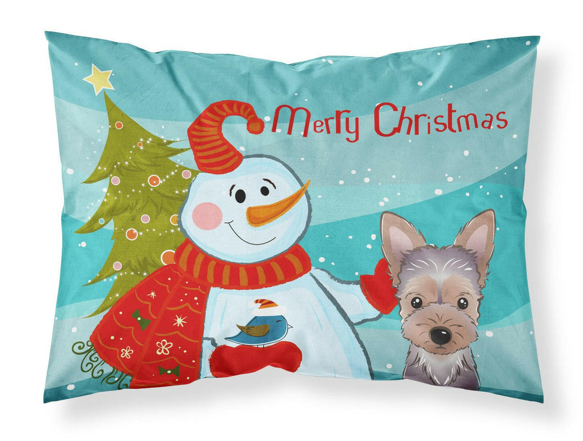 Snowman with Yorkie Puppy Fabric Standard Pillowcase BB1852PILLOWCASE by Caroline&#39;s Treasures