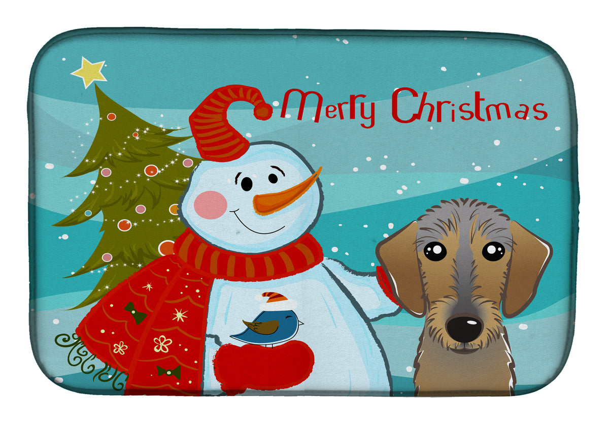 Snowman with Wirehaired Dachshund Dish Drying Mat BB1853DDM