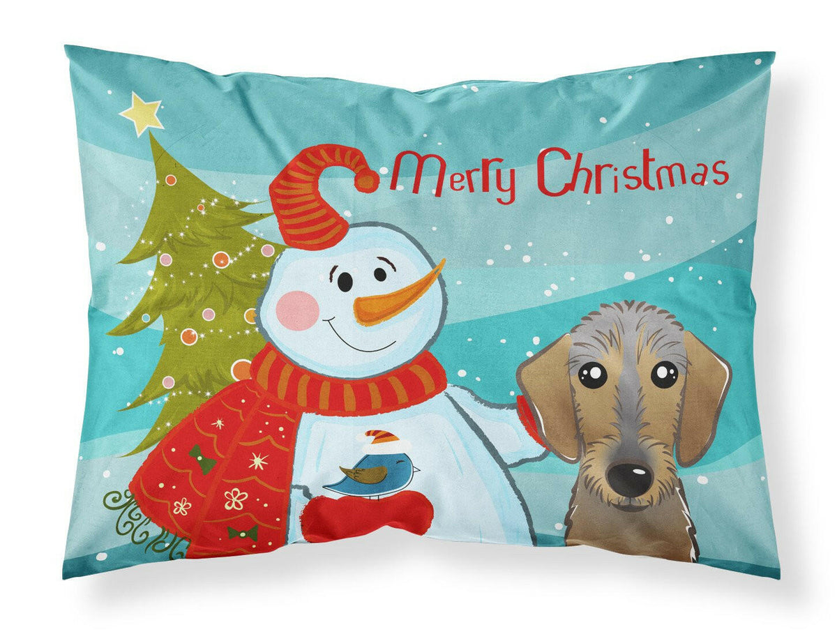 Snowman with Wirehaired Dachshund Fabric Standard Pillowcase BB1853PILLOWCASE by Caroline&#39;s Treasures