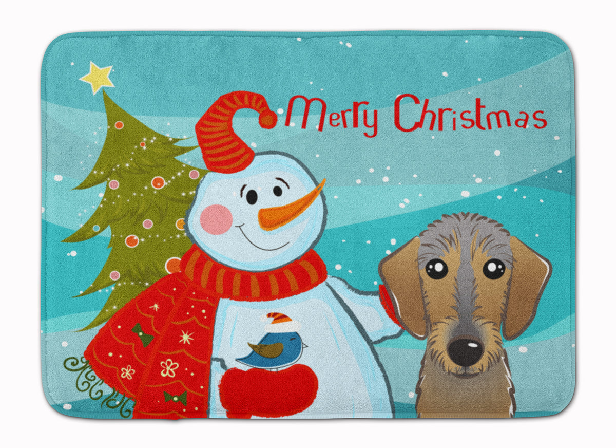 Snowman with Wirehaired Dachshund Machine Washable Memory Foam Mat BB1853RUG - the-store.com