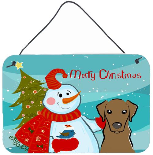 Snowman with Chocolate Labrador Wall or Door Hanging Prints BB1854DS812 by Caroline&#39;s Treasures