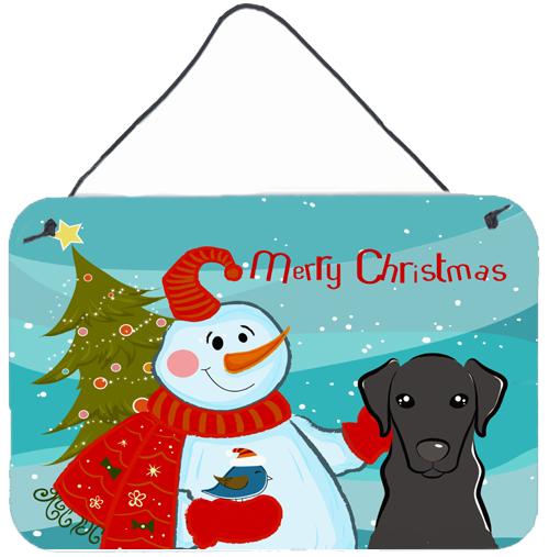 Snowman with Black Labrador Wall or Door Hanging Prints BB1855DS812 by Caroline&#39;s Treasures