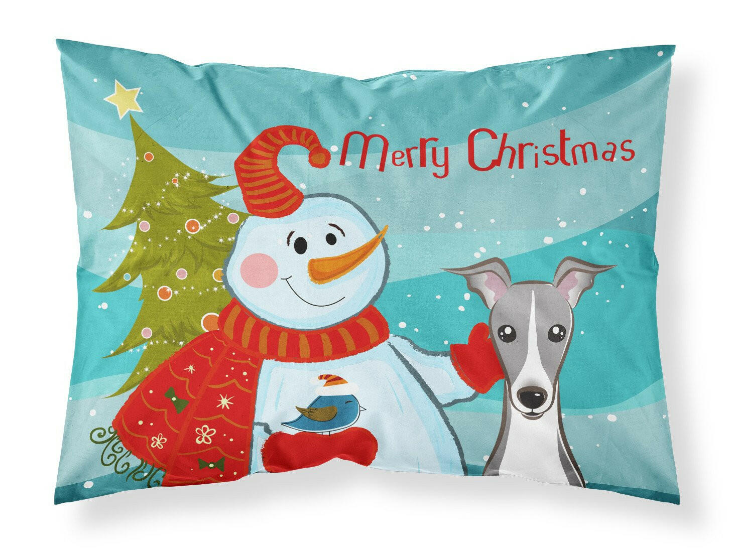 Snowman with Italian Greyhound Fabric Standard Pillowcase BB1856PILLOWCASE by Caroline's Treasures