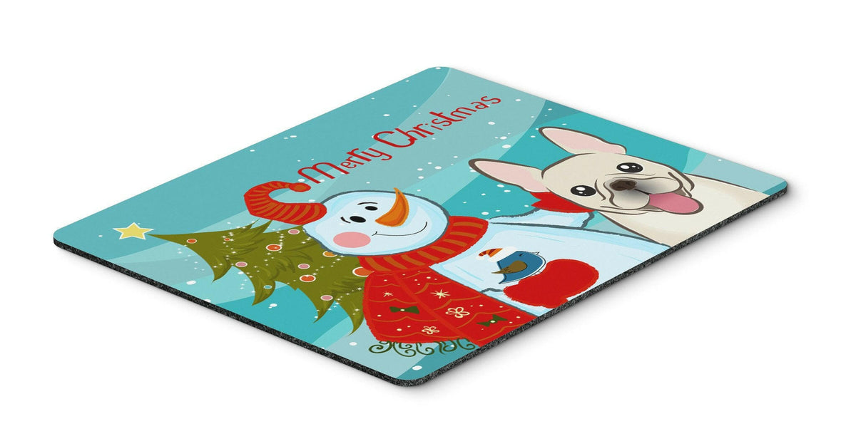Snowman with French Bulldog Mouse Pad, Hot Pad or Trivet BB1858MP by Caroline&#39;s Treasures