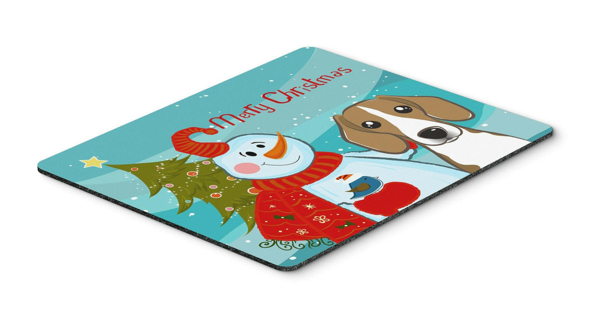 Snowman with Beagle Mouse Pad, Hot Pad or Trivet BB1859MP by Caroline&#39;s Treasures