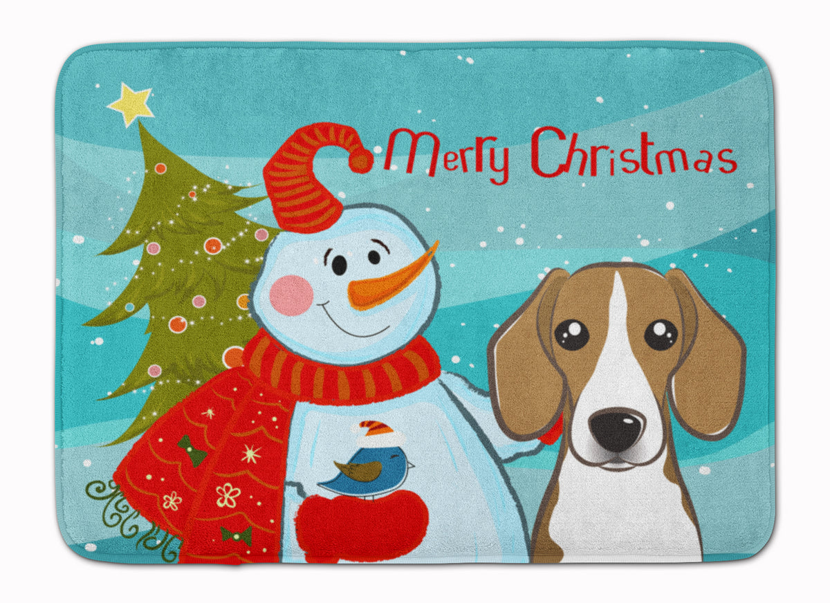 Snowman with Beagle Machine Washable Memory Foam Mat BB1859RUG - the-store.com