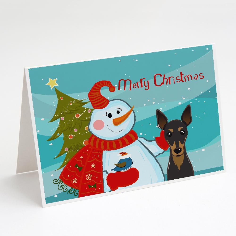 Buy this Snowman with Min Pin Greeting Cards and Envelopes Pack of 8