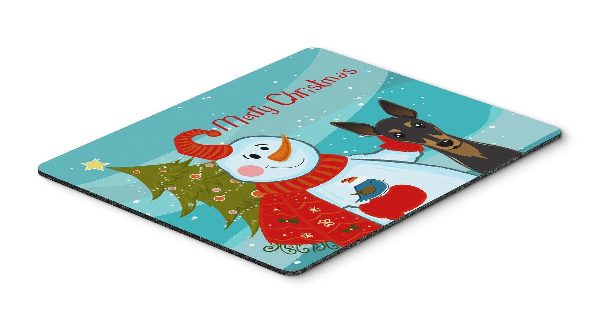 Snowman with Min Pin Mouse Pad, Hot Pad or Trivet BB1860MP by Caroline's Treasures