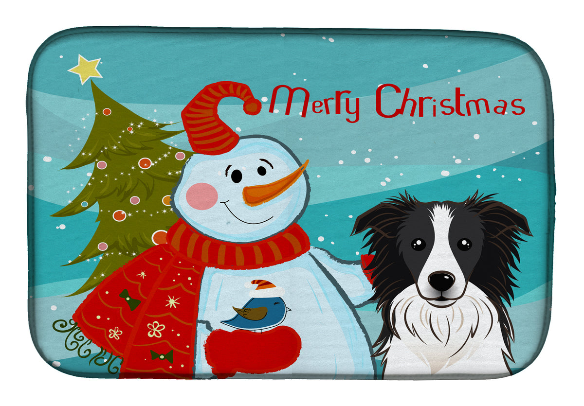 Snowman with Border Collie Dish Drying Mat BB1861DDM
