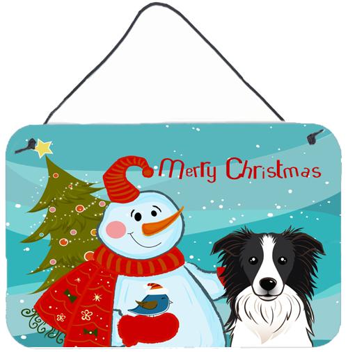 Snowman with Border Collie Wall or Door Hanging Prints BB1861DS812 by Caroline&#39;s Treasures