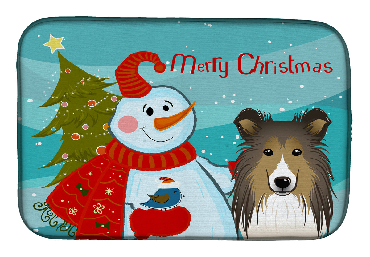Snowman with Sheltie Dish Drying Mat BB1862DDM  the-store.com.