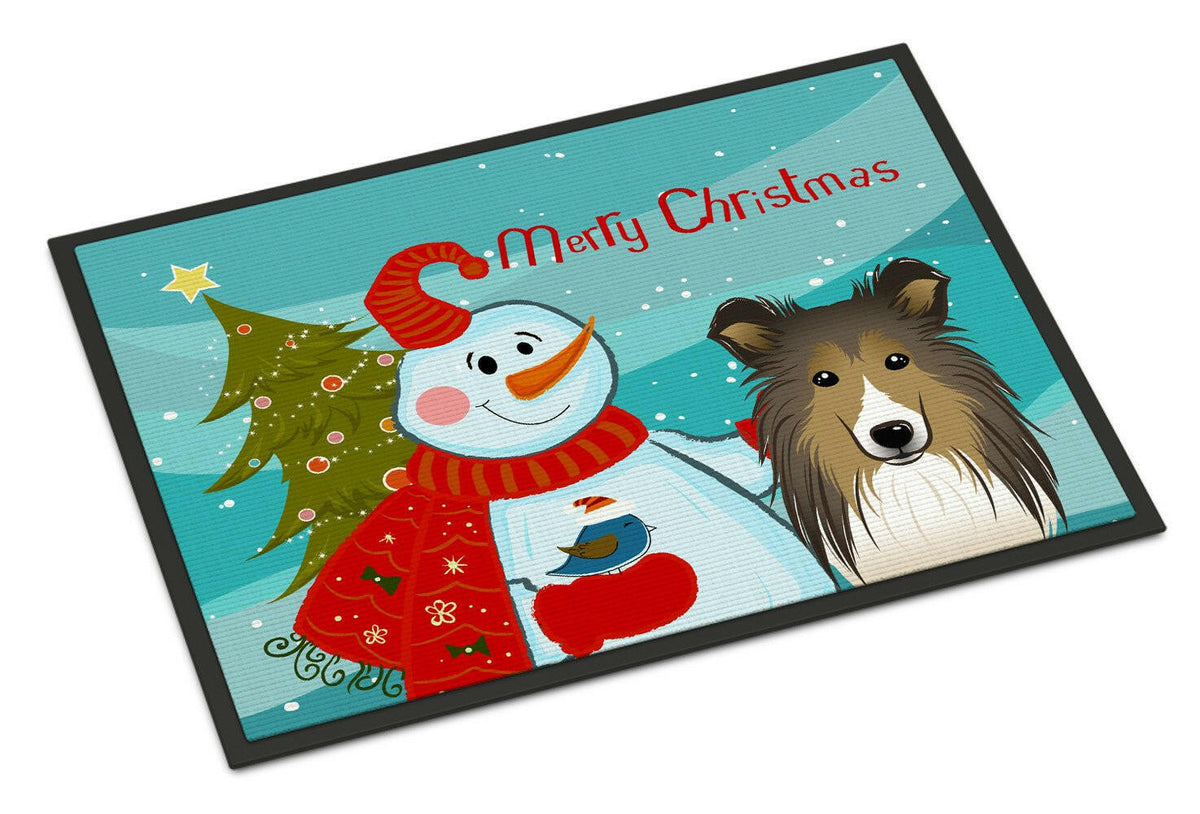 Snowman with Sheltie Indoor or Outdoor Mat 18x27 BB1862MAT - the-store.com