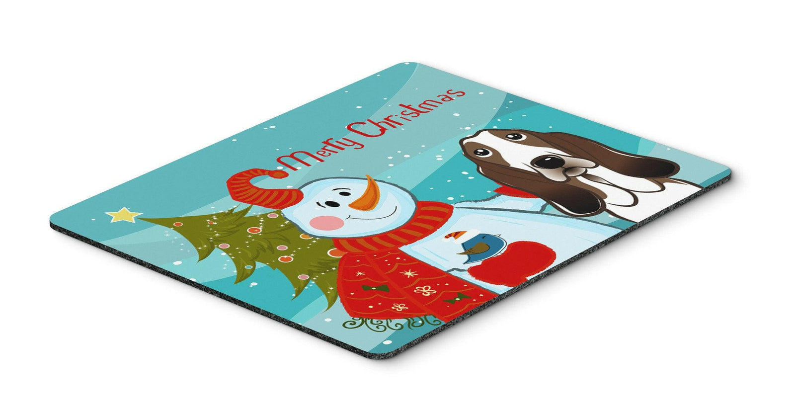 Snowman with Basset Hound Mouse Pad, Hot Pad or Trivet BB1863MP by Caroline's Treasures