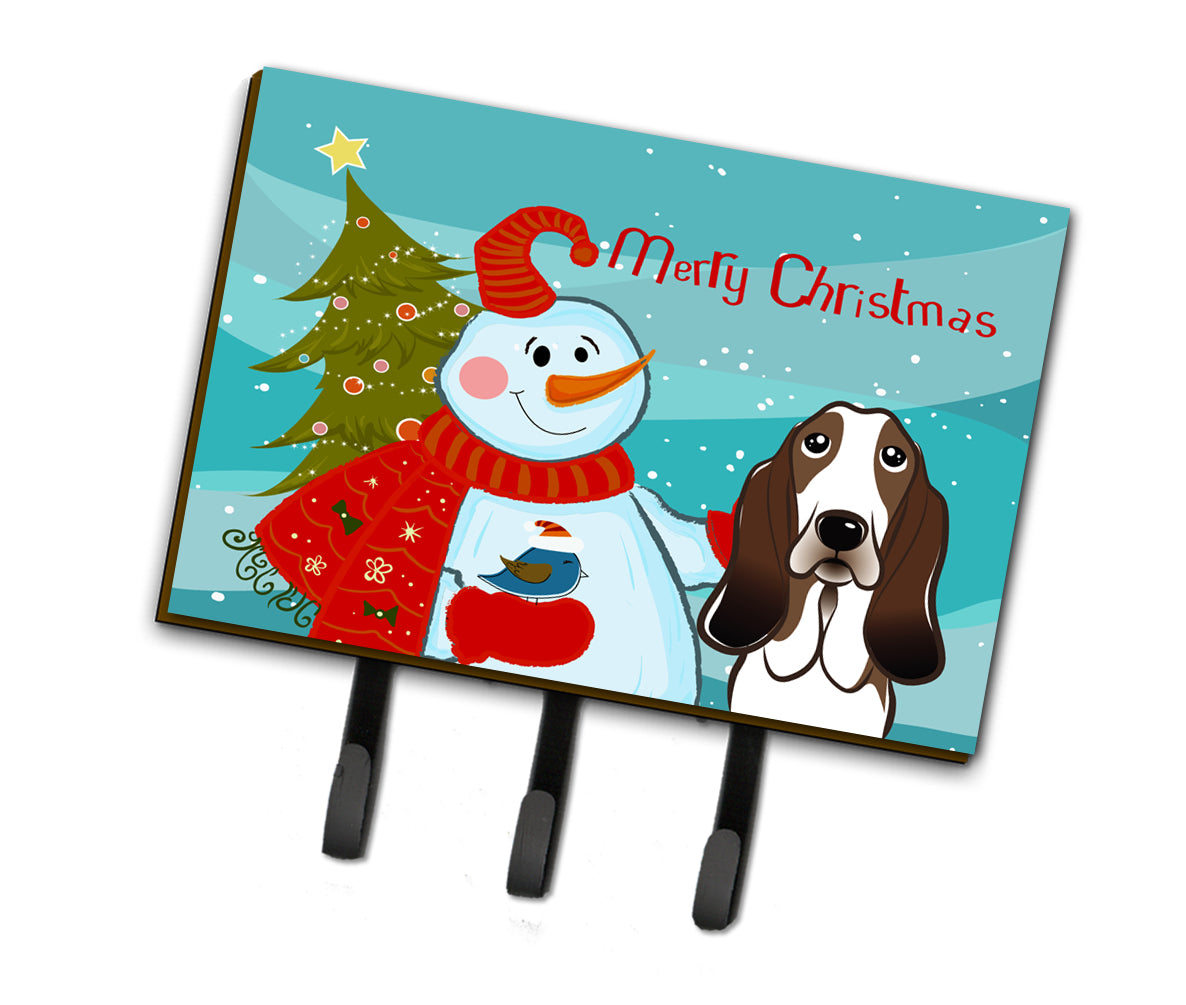 Snowman with Basset Hound Leash or Key Holder BB1863TH68  the-store.com.
