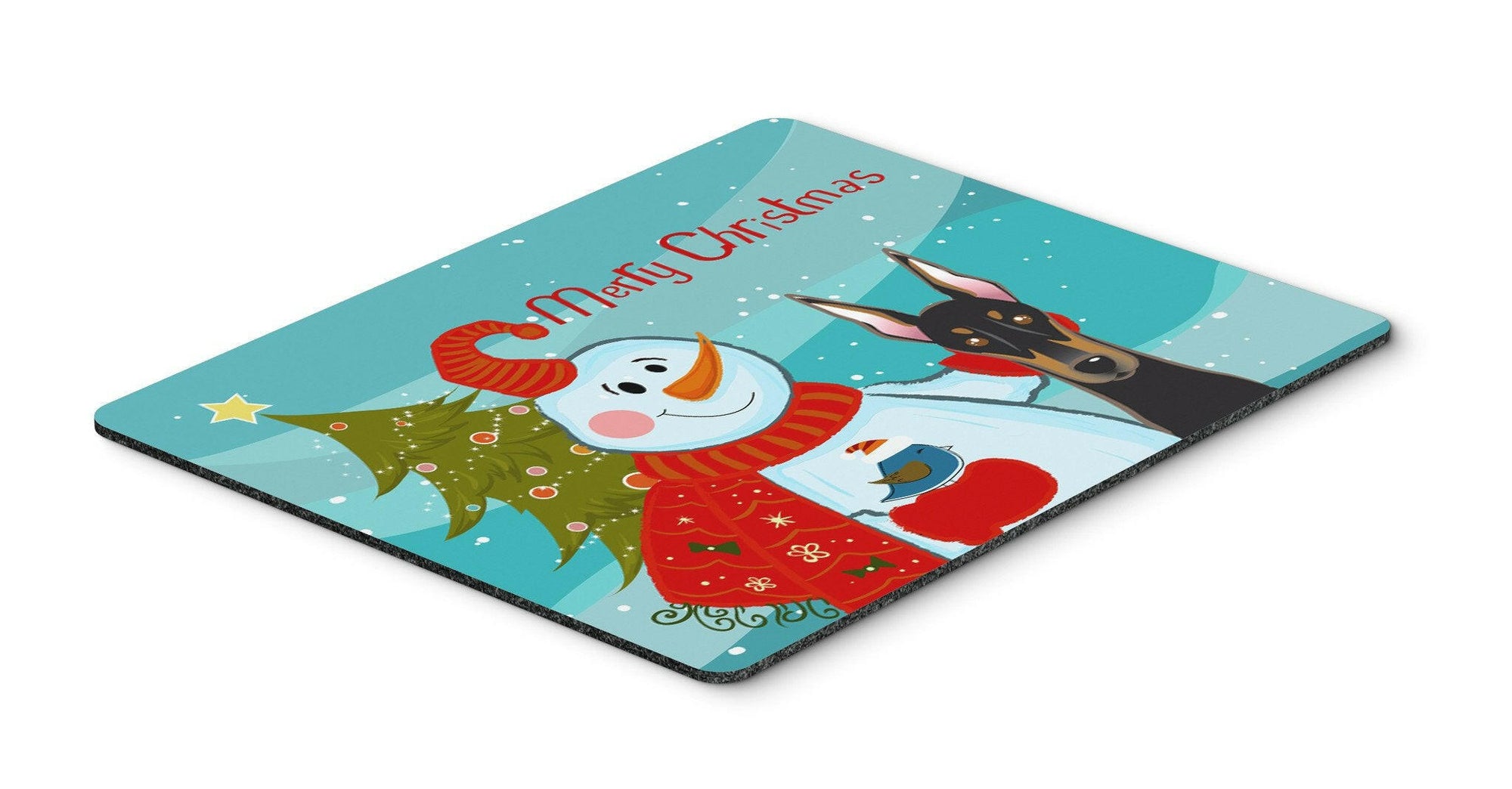 Snowman with Doberman Mouse Pad, Hot Pad or Trivet BB1865MP by Caroline's Treasures