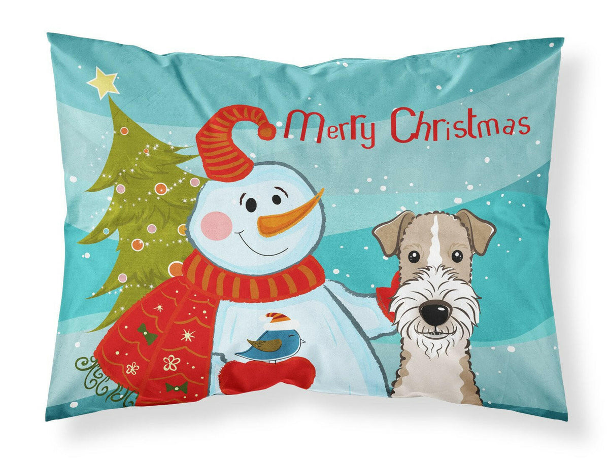 Snowman with Wire Haired Fox Terrier Fabric Standard Pillowcase BB1867PILLOWCASE by Caroline&#39;s Treasures