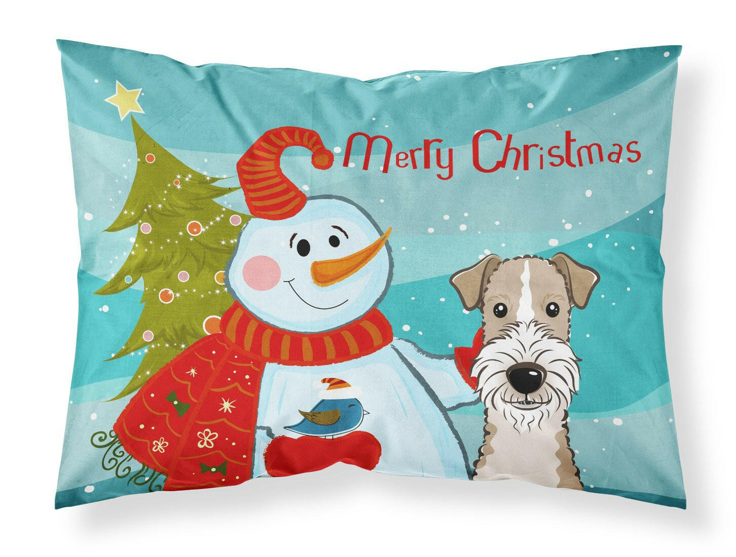 Snowman with Wire Haired Fox Terrier Fabric Standard Pillowcase BB1867PILLOWCASE by Caroline's Treasures