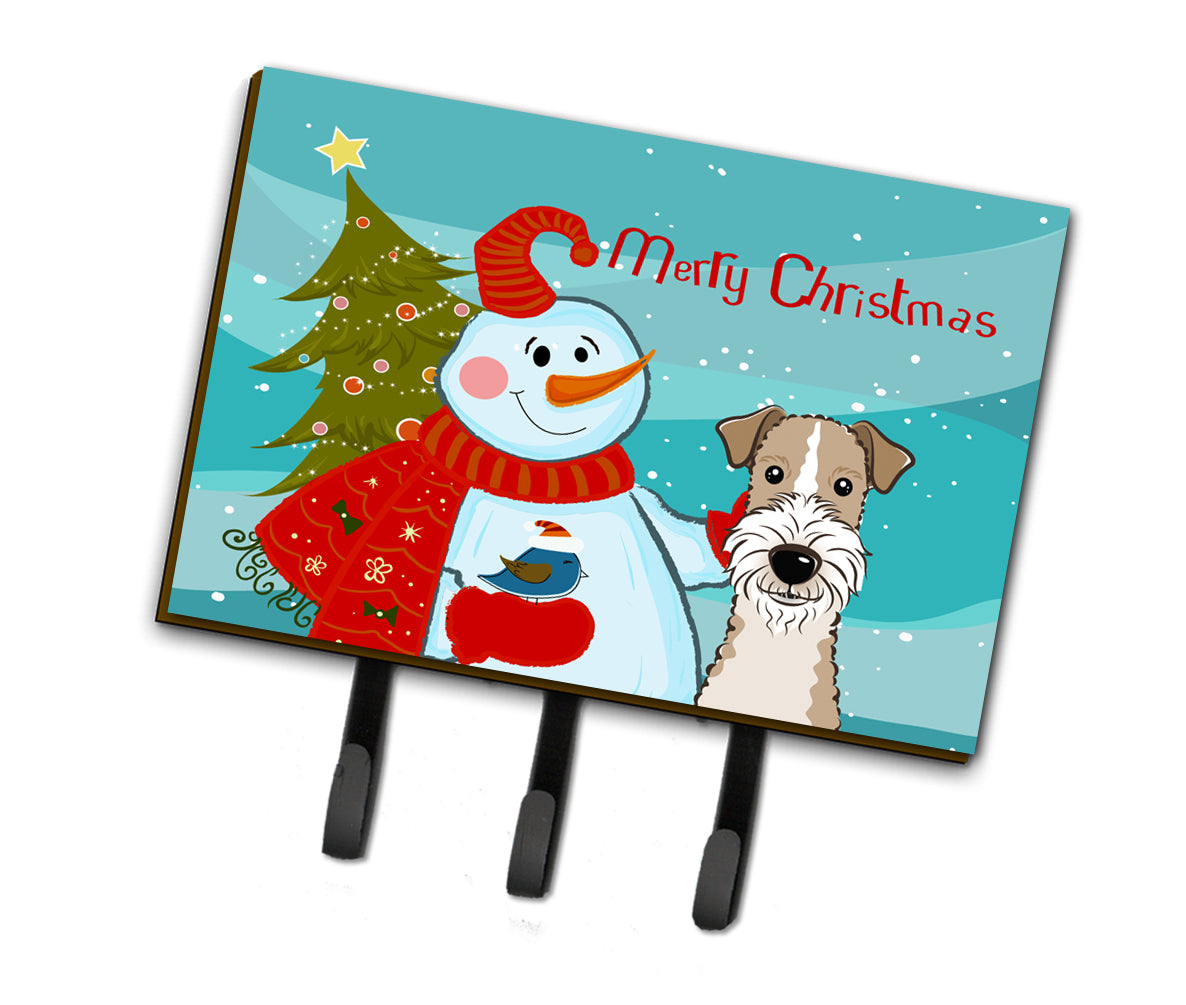Snowman with Wire Haired Fox Terrier Leash or Key Holder BB1867TH68  the-store.com.