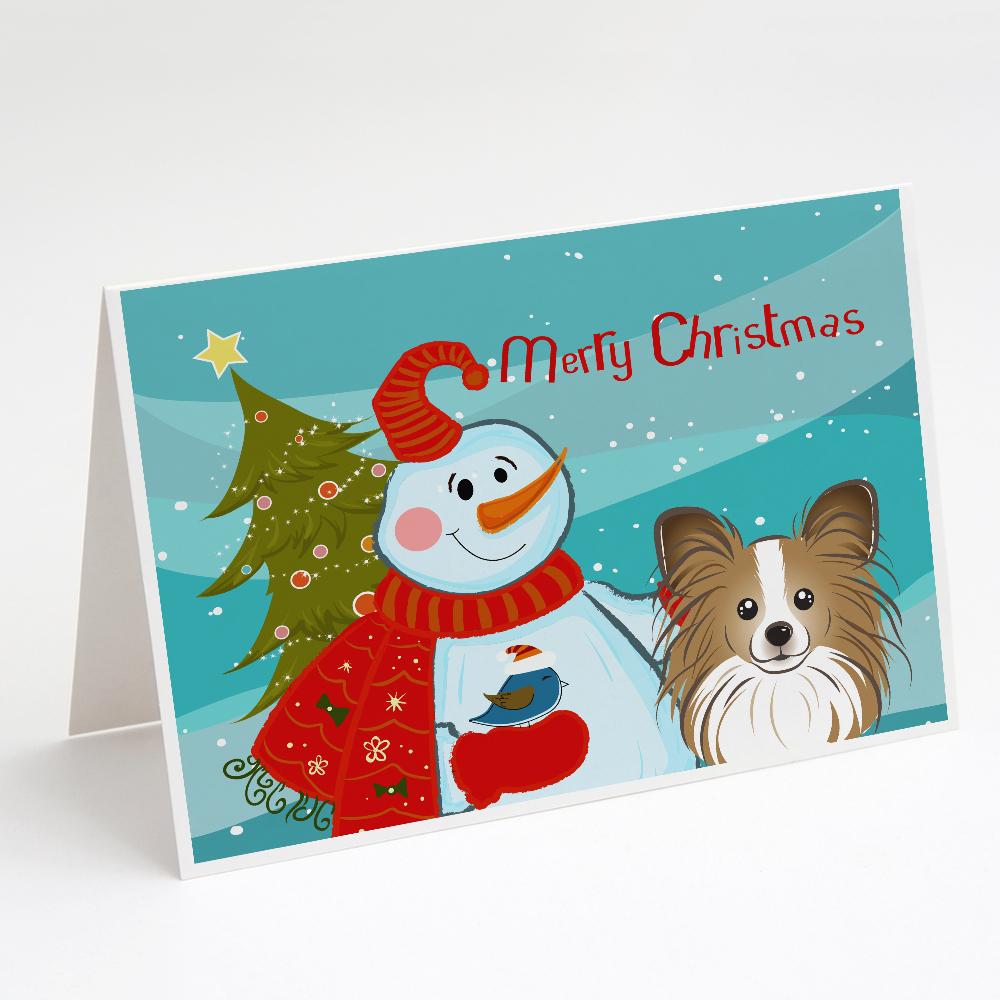 Buy this Snowman with Papillon Greeting Cards and Envelopes Pack of 8