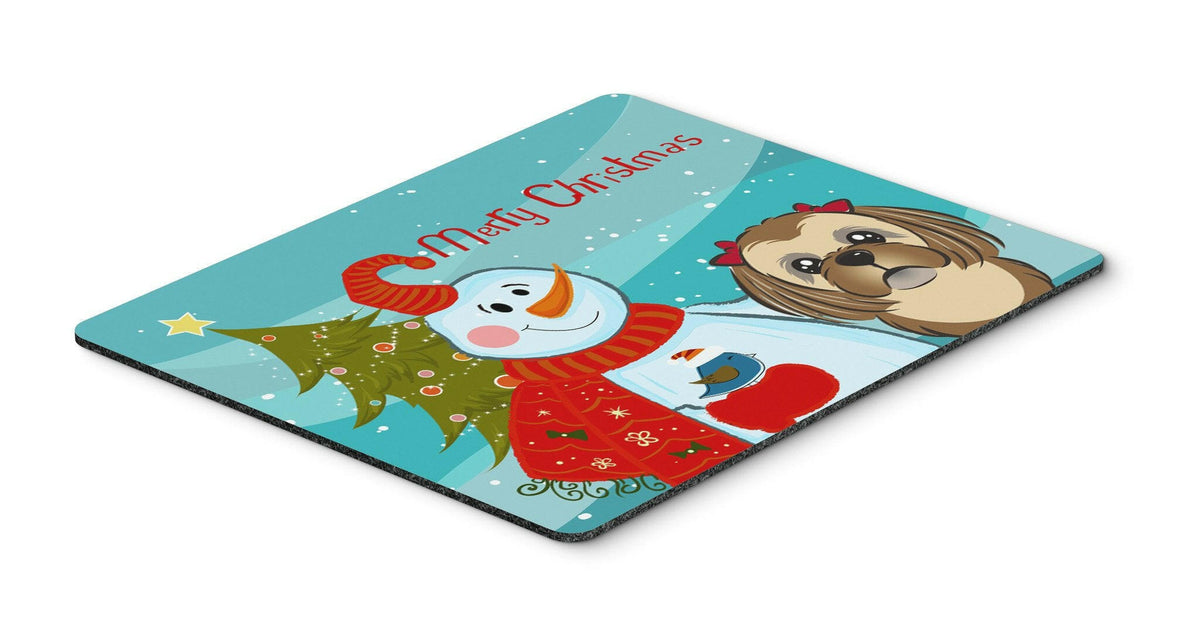 Snowman with Chocolate Brown Shih Tzu Mouse Pad, Hot Pad or Trivet BB1869MP by Caroline&#39;s Treasures