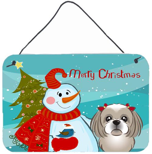 Snowman with Gray Silver Shih Tzu Wall or Door Hanging Prints BB1870DS812 by Caroline&#39;s Treasures