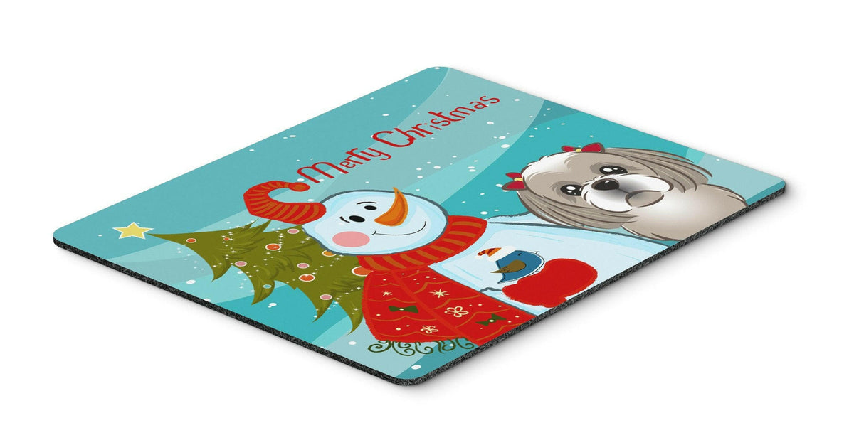 Snowman with Gray Silver Shih Tzu Mouse Pad, Hot Pad or Trivet BB1870MP by Caroline&#39;s Treasures