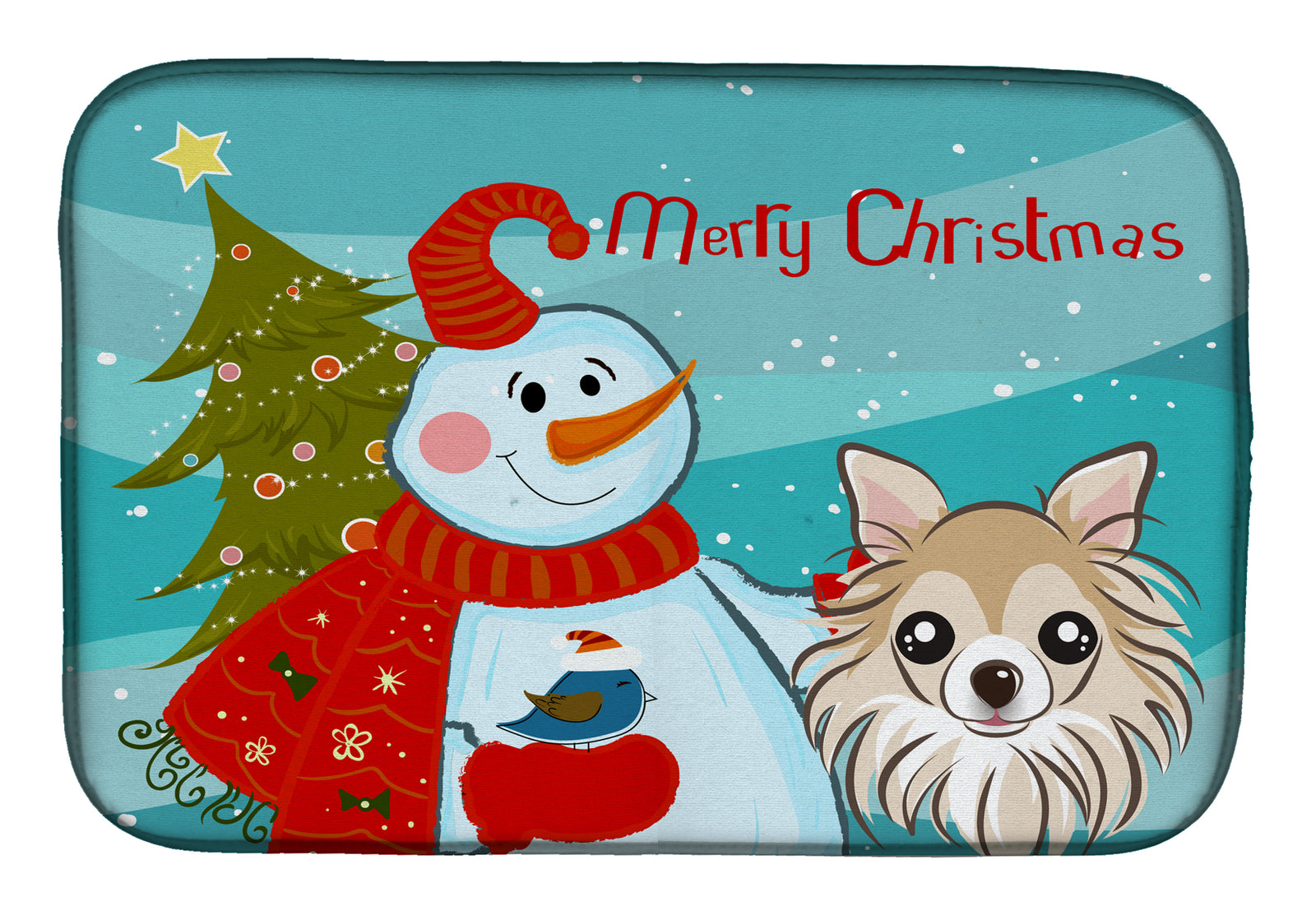Snowman with Chihuahua Dish Drying Mat BB1871DDM  the-store.com.