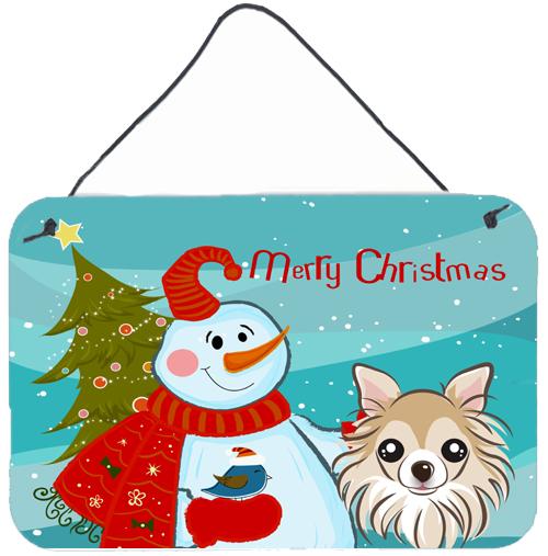 Snowman with Chihuahua Wall or Door Hanging Prints BB1871DS812 by Caroline&#39;s Treasures