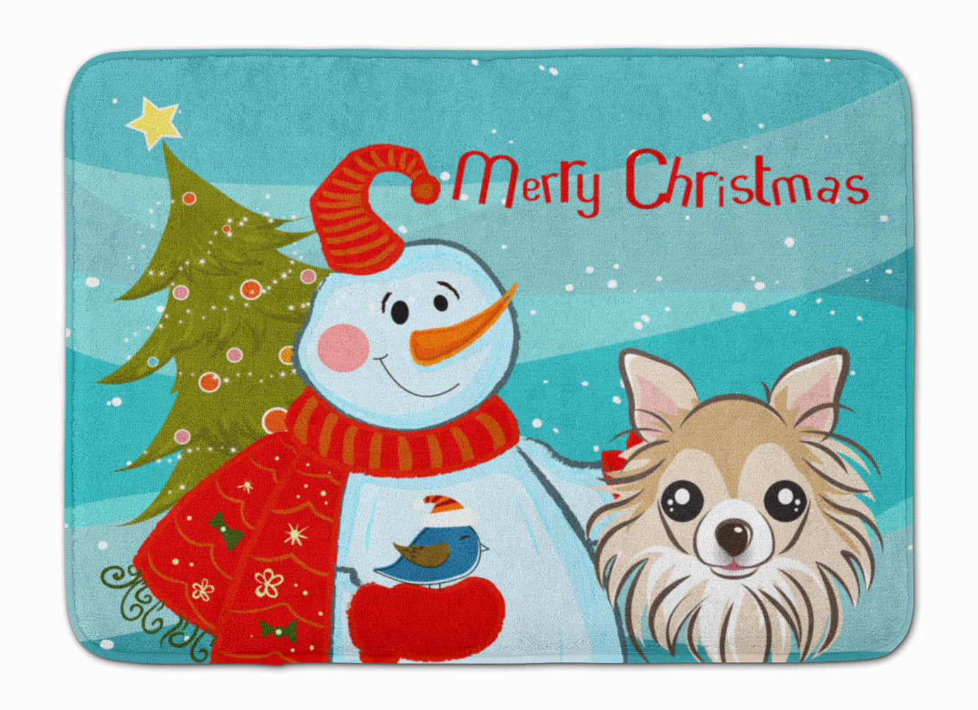 Snowman with Chihuahua Machine Washable Memory Foam Mat BB1871RUG - the-store.com