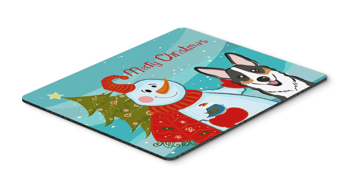 Snowman with Tricolor Corgi Mouse Pad, Hot Pad or Trivet BB1875MP by Caroline&#39;s Treasures