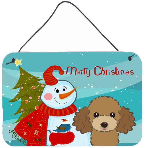 Snowman with Chocolate Brown Poodle Wall or Door Hanging Prints BB1876DS812 by Caroline&#39;s Treasures
