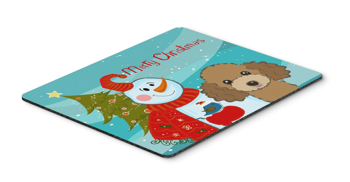 Snowman with Chocolate Brown Poodle Mouse Pad, Hot Pad or Trivet BB1876MP by Caroline&#39;s Treasures