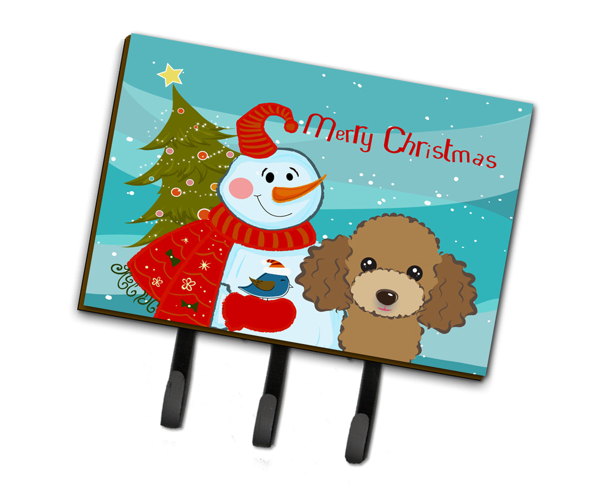 Snowman with Chocolate Brown Poodle Leash or Key Holder BB1876TH68  the-store.com.