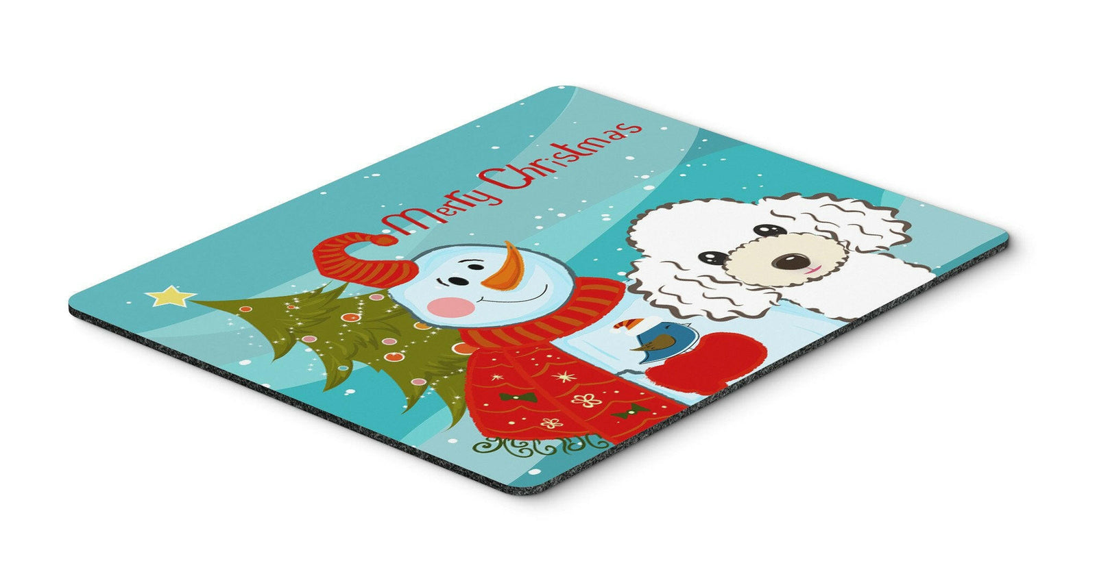 Snowman with White Poodle Mouse Pad, Hot Pad or Trivet BB1877MP by Caroline's Treasures