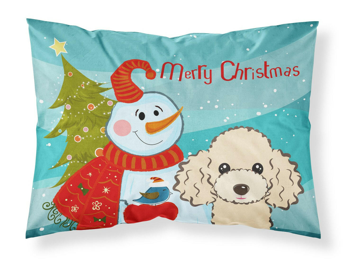 Snowman with Buff Poodle Fabric Standard Pillowcase BB1878PILLOWCASE by Caroline's Treasures