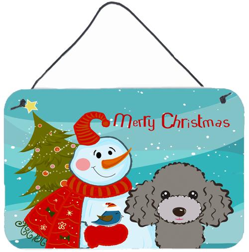 Snowman with Silver Gray Poodle Wall or Door Hanging Prints BB1879DS812 by Caroline&#39;s Treasures