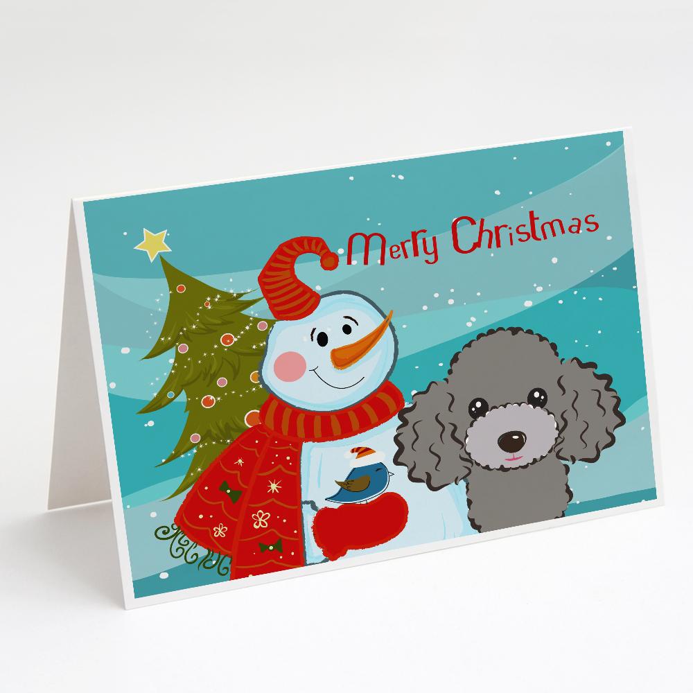 Buy this Snowman with Silver Gray Poodle Greeting Cards and Envelopes Pack of 8