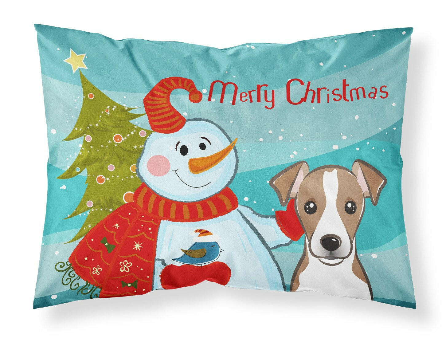 Snowman with Jack Russell Terrier Fabric Standard Pillowcase BB1880PILLOWCASE by Caroline's Treasures