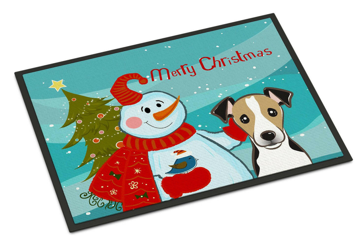 Snowman with Jack Russell Terrier Indoor or Outdoor Mat 18x27 BB1881MAT - the-store.com