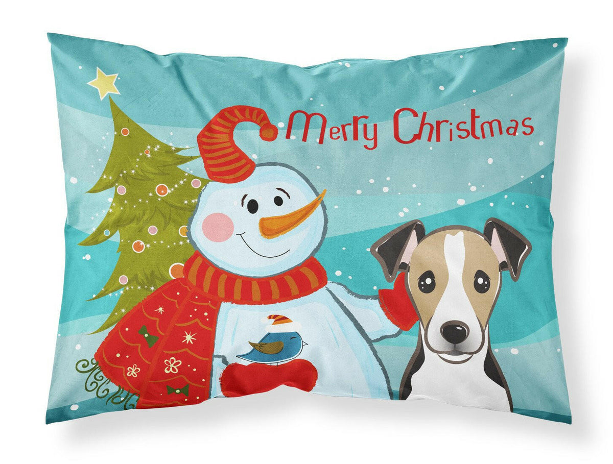 Snowman with Jack Russell Terrier Fabric Standard Pillowcase BB1881PILLOWCASE by Caroline&#39;s Treasures