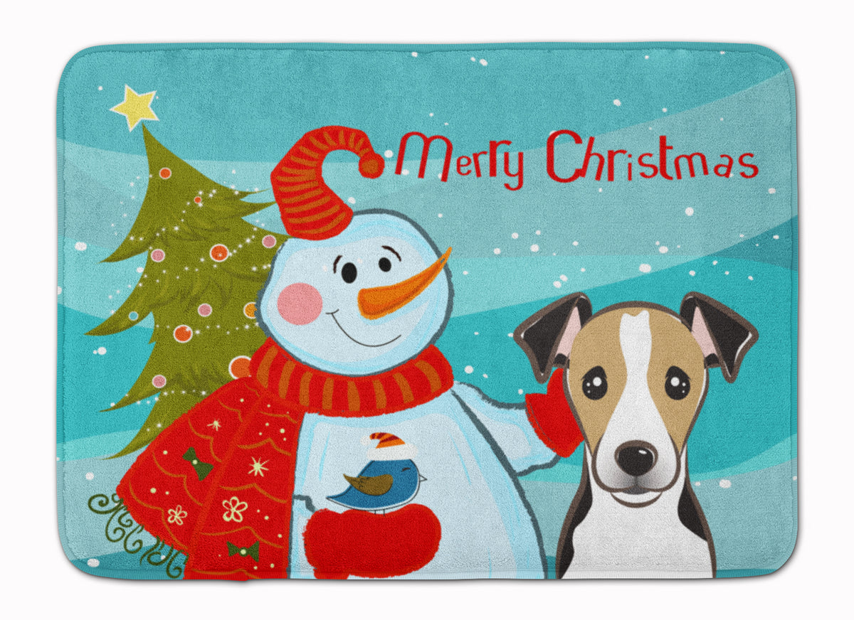 Snowman with Jack Russell Terrier Machine Washable Memory Foam Mat BB1881RUG - the-store.com