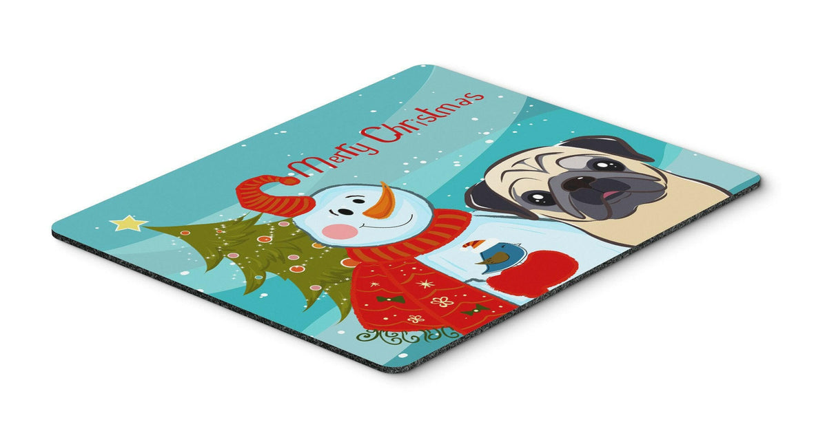Snowman with Fawn Pug Mouse Pad, Hot Pad or Trivet BB1882MP by Caroline&#39;s Treasures