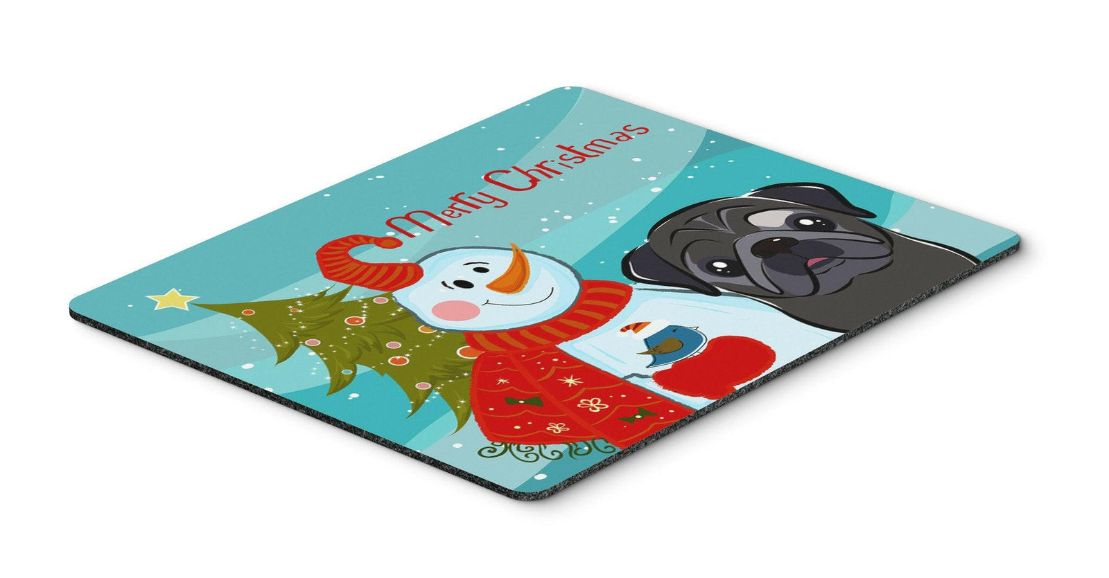 Snowman with Black Pug Mouse Pad, Hot Pad or Trivet BB1883MP by Caroline's Treasures