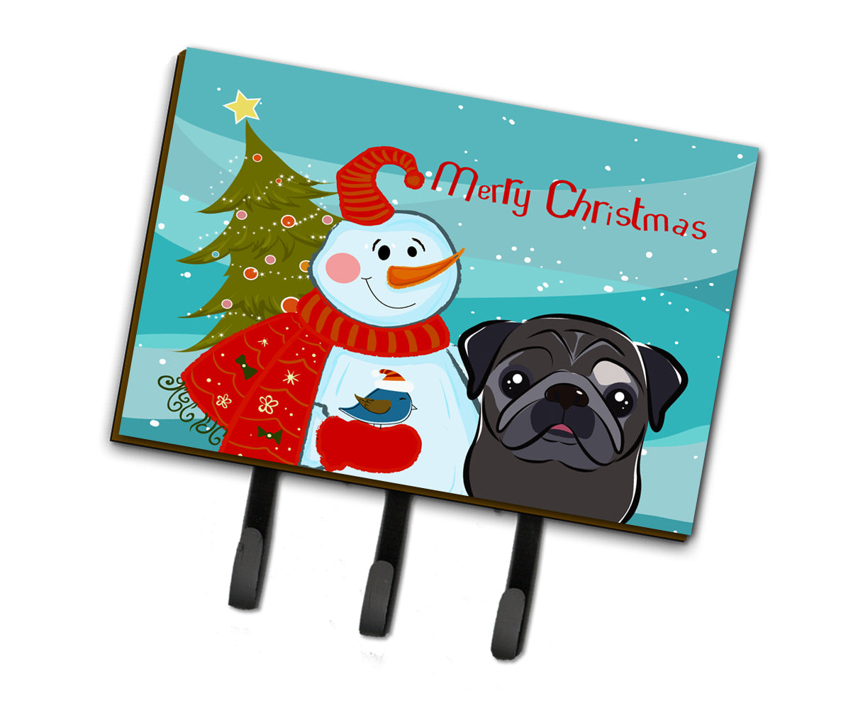 Snowman with Black Pug Leash or Key Holder BB1883TH68  the-store.com.